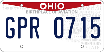 OH license plate GPR0715