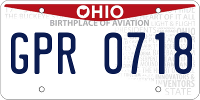 OH license plate GPR0718