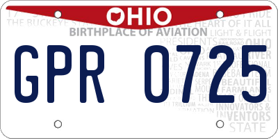OH license plate GPR0725