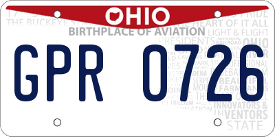 OH license plate GPR0726