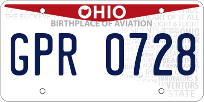 OH license plate GPR0728