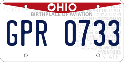 OH license plate GPR0733