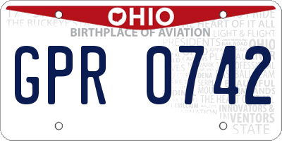 OH license plate GPR0742