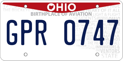 OH license plate GPR0747