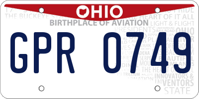OH license plate GPR0749