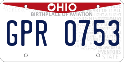 OH license plate GPR0753