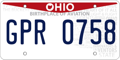 OH license plate GPR0758