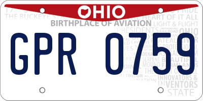 OH license plate GPR0759