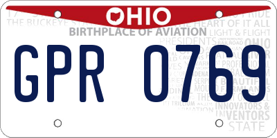 OH license plate GPR0769