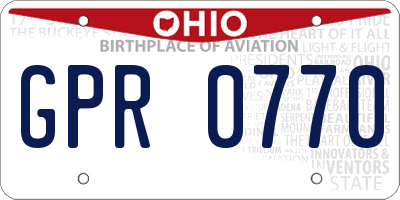 OH license plate GPR0770