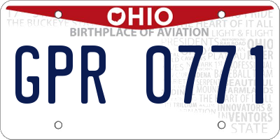 OH license plate GPR0771