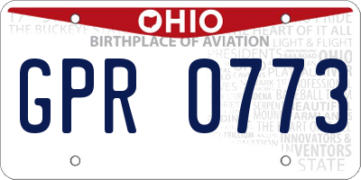 OH license plate GPR0773