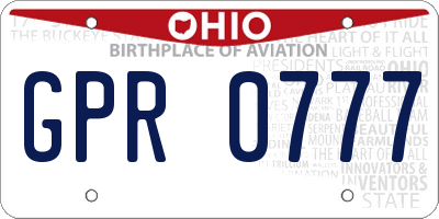 OH license plate GPR0777
