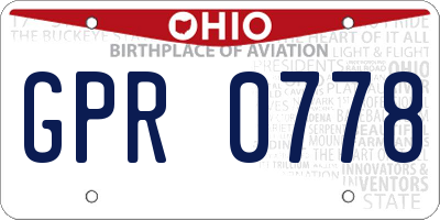 OH license plate GPR0778