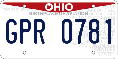 OH license plate GPR0781