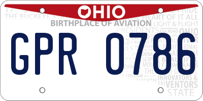 OH license plate GPR0786