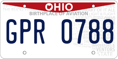 OH license plate GPR0788