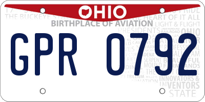 OH license plate GPR0792