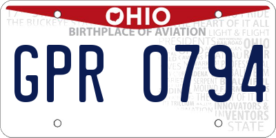 OH license plate GPR0794