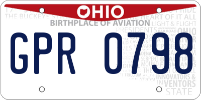 OH license plate GPR0798