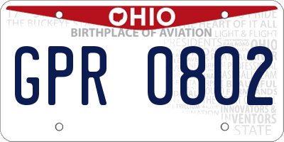 OH license plate GPR0802