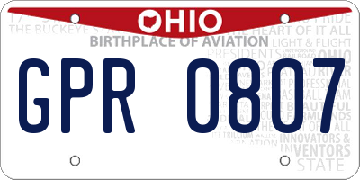 OH license plate GPR0807