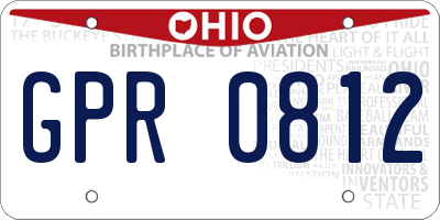 OH license plate GPR0812