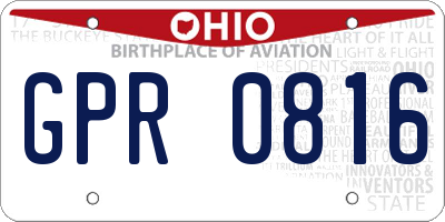OH license plate GPR0816