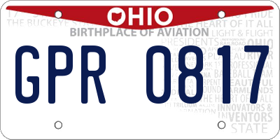 OH license plate GPR0817