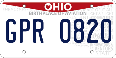OH license plate GPR0820
