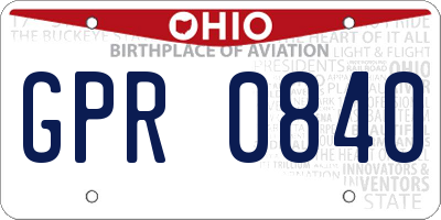 OH license plate GPR0840