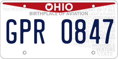OH license plate GPR0847