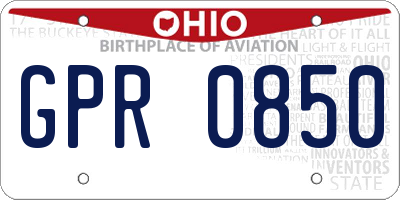 OH license plate GPR0850