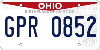 OH license plate GPR0852