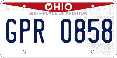 OH license plate GPR0858