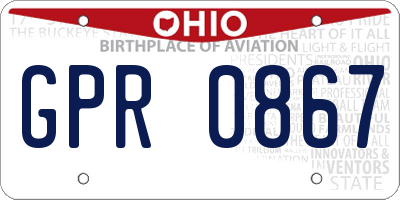 OH license plate GPR0867