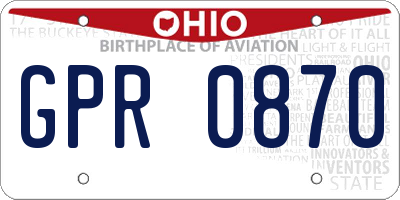 OH license plate GPR0870