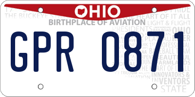 OH license plate GPR0871