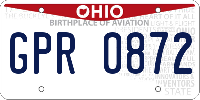 OH license plate GPR0872