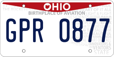 OH license plate GPR0877