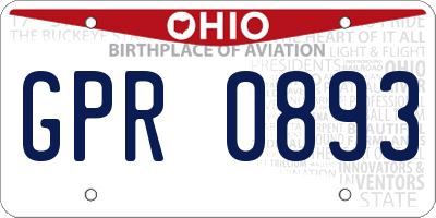 OH license plate GPR0893