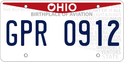 OH license plate GPR0912