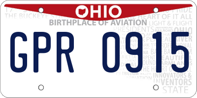 OH license plate GPR0915