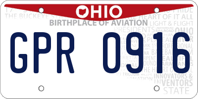 OH license plate GPR0916