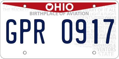 OH license plate GPR0917