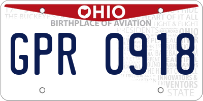 OH license plate GPR0918