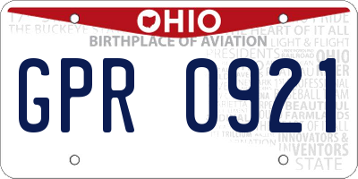 OH license plate GPR0921