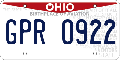 OH license plate GPR0922