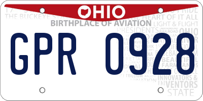 OH license plate GPR0928
