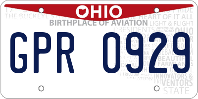 OH license plate GPR0929